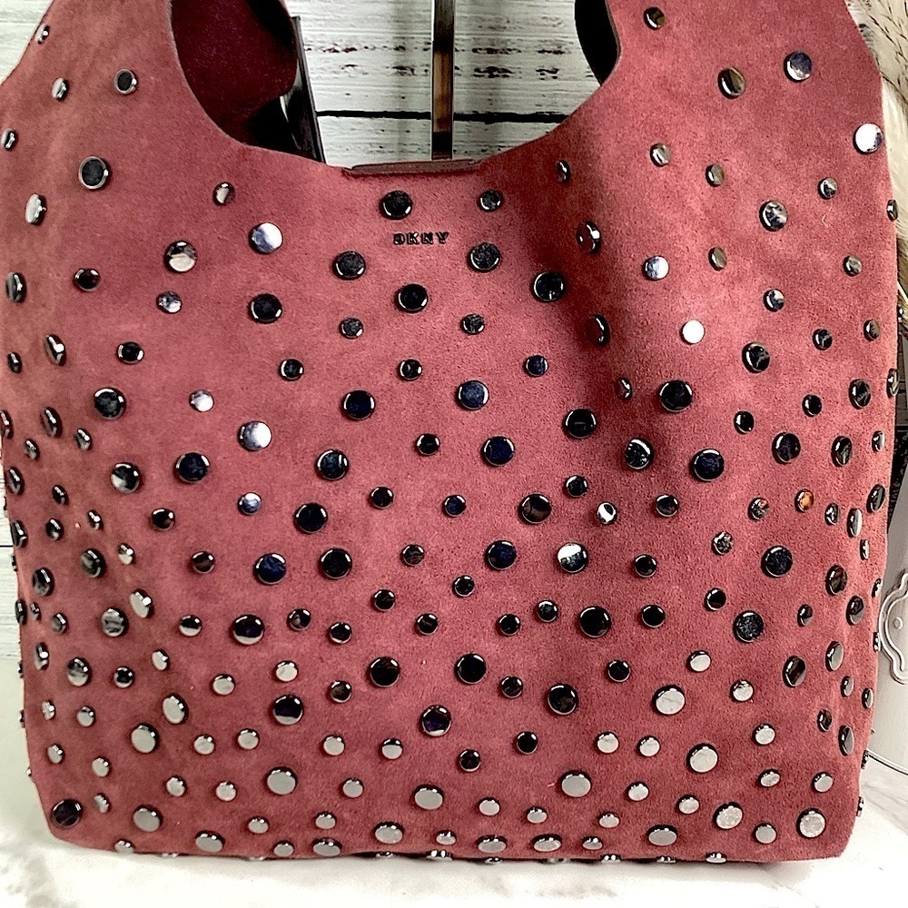 DKNY WES COLLECTION STUDDED BOHO SUEDE BAG OXBORDâ SHOULDER HOBO PURS⊠- Picture 6 of 16